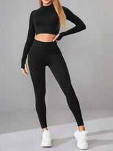 Load image into Gallery viewer, Mock Neck Long Sleeve Top and Leggings Active Set