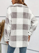 Load image into Gallery viewer, Plaid Dropped Shoulder Long Sleeve Plush Coat