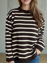 Load image into Gallery viewer, Striped Round Neck Long Sleeve Sweater