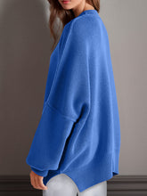 Load image into Gallery viewer, Double Take Side Slit Round Neck Long Sleeve Sweater