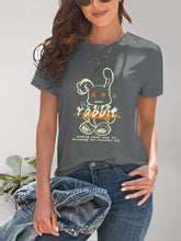 Load image into Gallery viewer, Rabbit Graphic Round Neck Short Sleeve T-Shirt