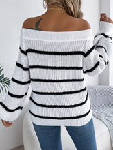 Load image into Gallery viewer, Striped Off-Shoulder Long Sleeve Sweater