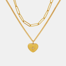 Load image into Gallery viewer, Inlaid Zircon Double Layered Heart Pendant Necklace