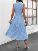 Load image into Gallery viewer, Striped Johnny Collar Sleeveless Midi Dress