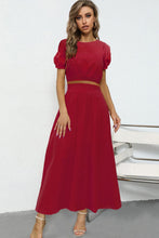 Load image into Gallery viewer, Puff Sleeve Crop Top and Maxi Skirt Set