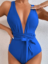 Load image into Gallery viewer, Tied Crisscross Wide Strap One-Piece Swimwear