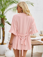 Load image into Gallery viewer, Tied Swiss Dot Flounce Sleeve Top