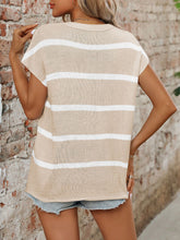 Load image into Gallery viewer, Striped Round Neck Short Sleeve Knit Top