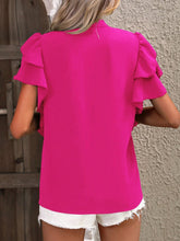 Load image into Gallery viewer, Ruffled Notched Short Sleeve Blouse
