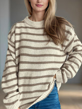 Load image into Gallery viewer, Striped Round Neck Long Sleeve Sweater