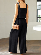 Load image into Gallery viewer, Square Neck Top and Wide Leg Pants Set