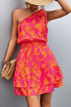 Load image into Gallery viewer, Tied Smocked Printed Single Shoulder Dress
