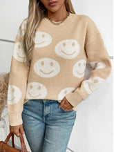 Load image into Gallery viewer, Smile Pattern Round Neck Long Sleeve Sweater
