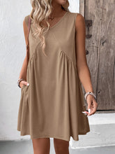 Load image into Gallery viewer, Ivy Lane Ruched V-Neck Sleeveless Mini Dress