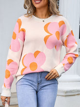 Load image into Gallery viewer, Angel Wings Flower Round Neck Long Sleeve Sweater