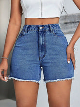Load image into Gallery viewer, Raw Hem High Waist Denim Shorts