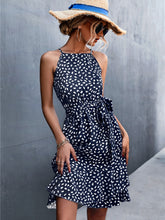Load image into Gallery viewer, Layered Hem Tied Printed Sleeveless Dress