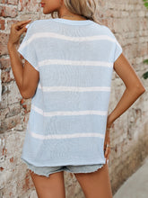 Load image into Gallery viewer, Striped Round Neck Short Sleeve Knit Top