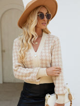 Load image into Gallery viewer, Houndstooth Button Up Long Sleeve Cardigan