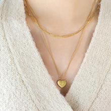 Load image into Gallery viewer, Inlaid Zircon Double Layered Heart Pendant Necklace