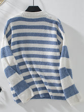 Load image into Gallery viewer, Striped Round Neck Long Sleeve Sweater
