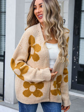 Load image into Gallery viewer, Angel Wings Flower Open Front Long Sleeve Cardigan