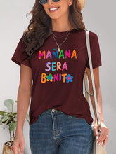 Load image into Gallery viewer, Letter Graphic Round Neck Short Sleeve T-Shirt
