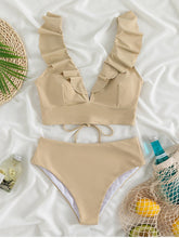 Load image into Gallery viewer, Ruffled V-Neck Sleeveless Two-Piece Swim Set