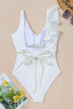 Load image into Gallery viewer, Ruffled V-Neck Wide Strap One-Piece Swimwear