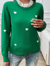 Load image into Gallery viewer, Devine Lace Detail Heart Long Sleeve Sweater