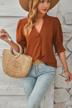 Load image into Gallery viewer, Notched Half Sleeve Blouse