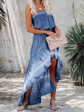 Load image into Gallery viewer, Smocked High-Low Tube Denim Dress