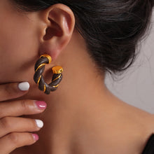 Load image into Gallery viewer, Twisted Leather Rope C-Hoop Earrings