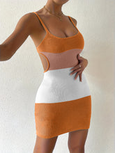 Load image into Gallery viewer, Color Block Scoop Neck Cover Up Dress