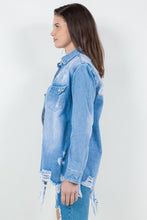 Load image into Gallery viewer, American Bazi Raw Hem Distressed Long Sleeve Denim Jacket