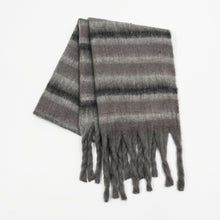 Load image into Gallery viewer, Fringe Contrast Striped Polyester Scarf