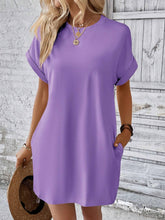 Load image into Gallery viewer, Round Neck Short Sleeve Mini Dress