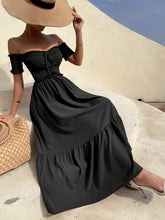 Load image into Gallery viewer, Off-Shoulder Short Sleeve Midi Dress