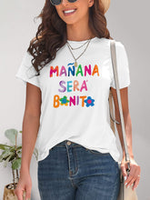 Load image into Gallery viewer, Letter Graphic Round Neck Short Sleeve T-Shirt