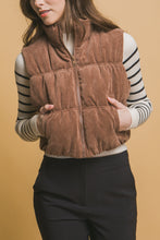 Load image into Gallery viewer, Love Tree Corduroy Zip Up Puffer Vest with Pockets