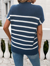 Load image into Gallery viewer, Striped Mock Neck Short Sleeve Sweater