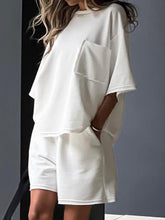 Load image into Gallery viewer, Pocketed Round Neck Half Sleeve Top and Shorts Set