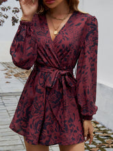 Load image into Gallery viewer, Devine Tied Surplice Long Sleeve Romper
