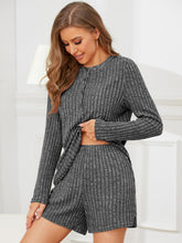 Load image into Gallery viewer, Ribbed Round Neck Top and Shorts Set
