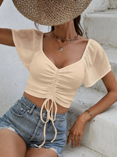 Load image into Gallery viewer, Drawstring Short Sleeve Crop Top