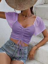 Load image into Gallery viewer, Drawstring Short Sleeve Crop Top