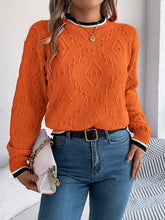 Load image into Gallery viewer, Contrast Trim Round Neck Long Sleeve Sweater