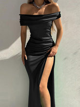 Load image into Gallery viewer, Split Ruched Off-Shoulder Dress