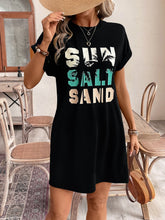 Load image into Gallery viewer, Letter Graphic Round Neck Short Sleeve Mini Tee Dress