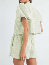 Load image into Gallery viewer, V-Neck Puff Sleeve Top and Shorts Set